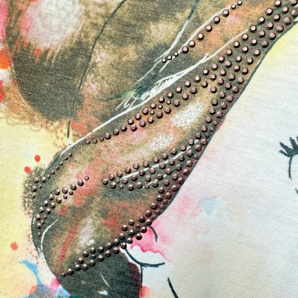 Disney Boutique Belle Beauty and The Beast Rhinestone Open Bow Back TShirt Small - Picture 8 of 9